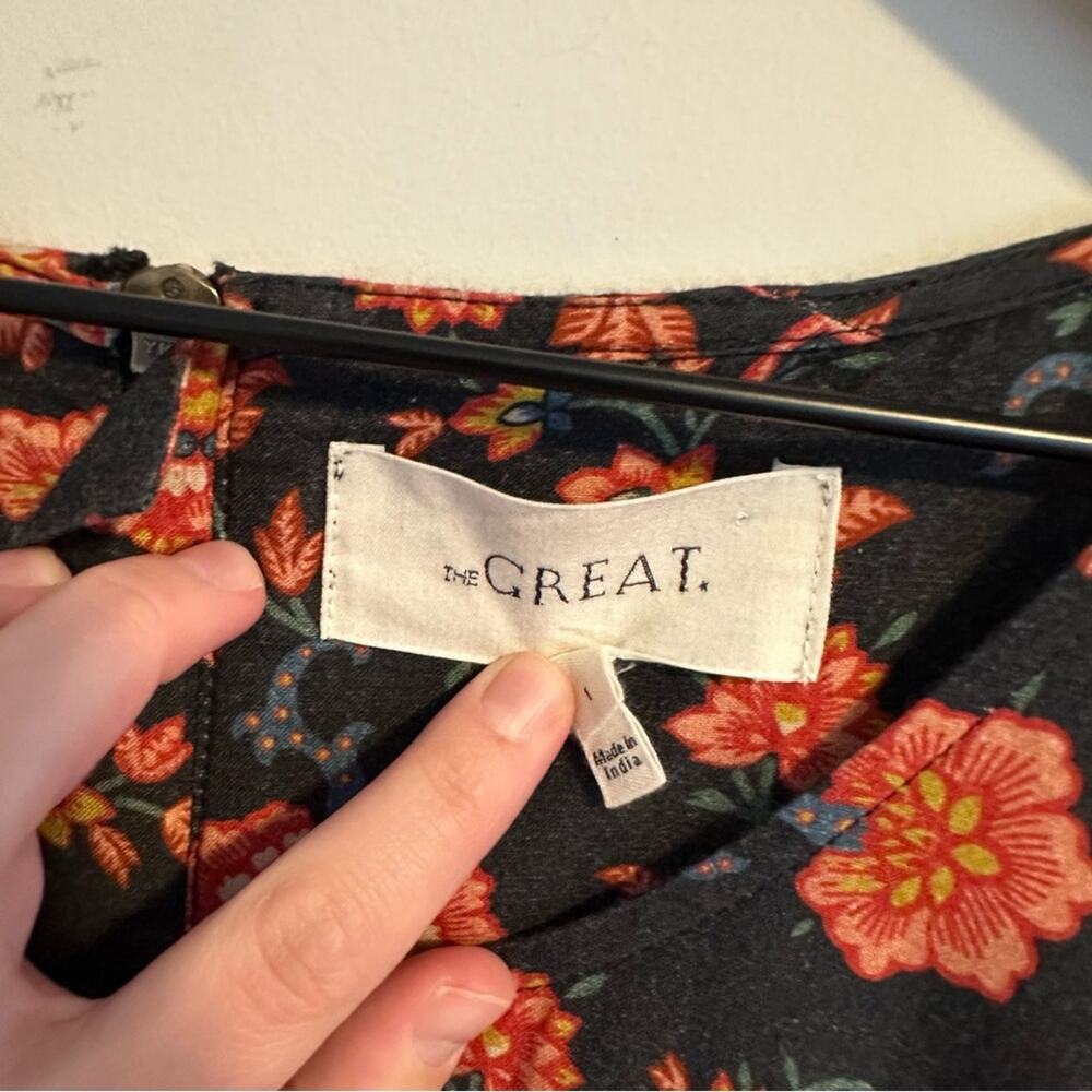 THE GREAT. Black Pink Cotton Floral Maxi Dress XS/S - Picture 13 of 13